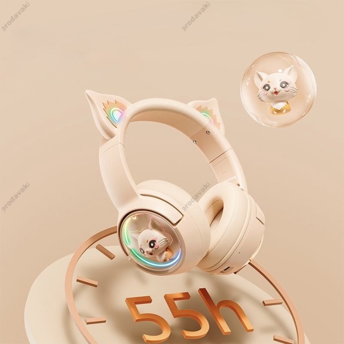 Бездротові Bluetooth навушники Onikuma B5 Cat Ear Wireless Gaming Headset BT 5.0 Ivory